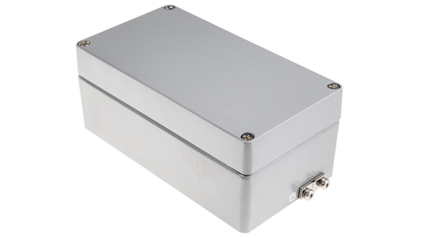 RS PRO Aluminium Enclosure, IP66, Grey Lid, 81 x 220 x 120mm