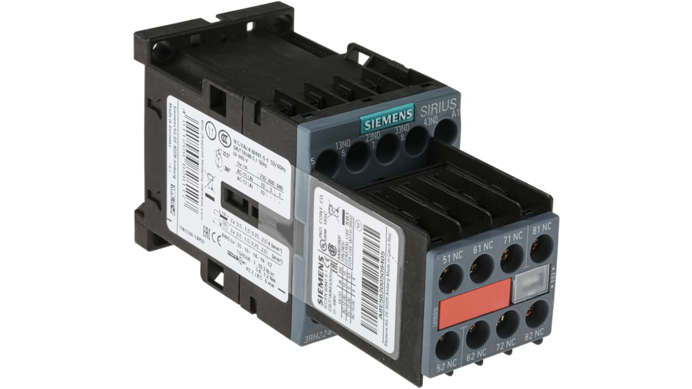 Siemens SIRIUS 3RH2 Contactor Relay, 10 A, 4NO + 4NC, 690 V ac