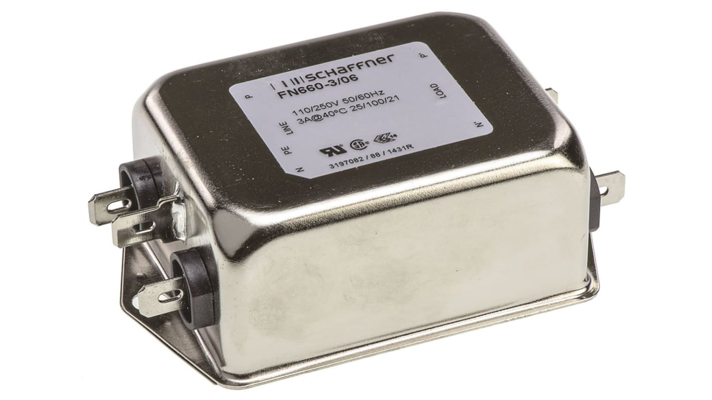 Schaffner, FN 660 3A 250 V ac 400Hz, Flange Mount RFI Filter, Screw