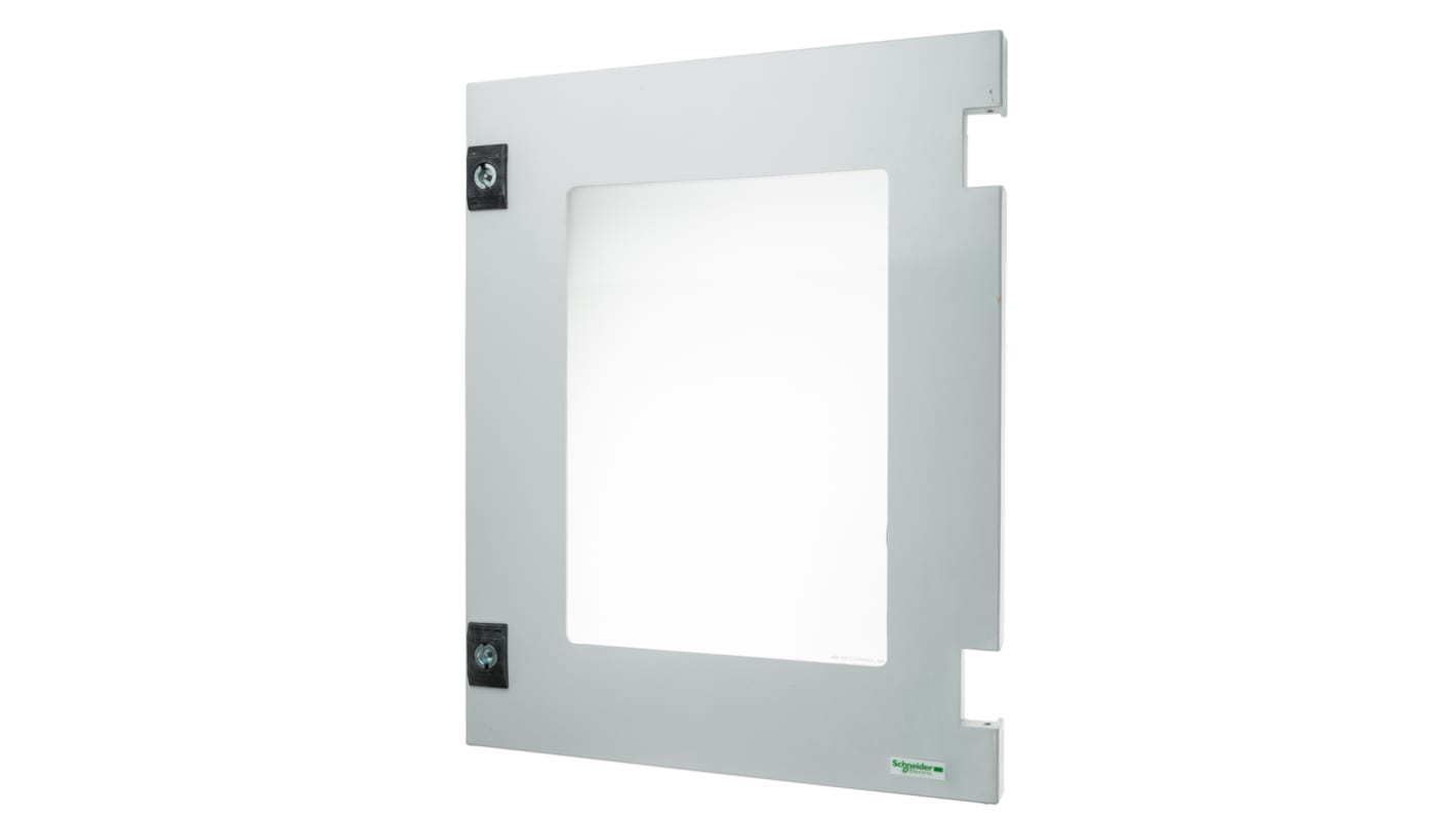 Puerta transparente Schneider Electric de Poliéster reforzado con fibra de vidrio de color Gris, 400 x 300mm, para usar