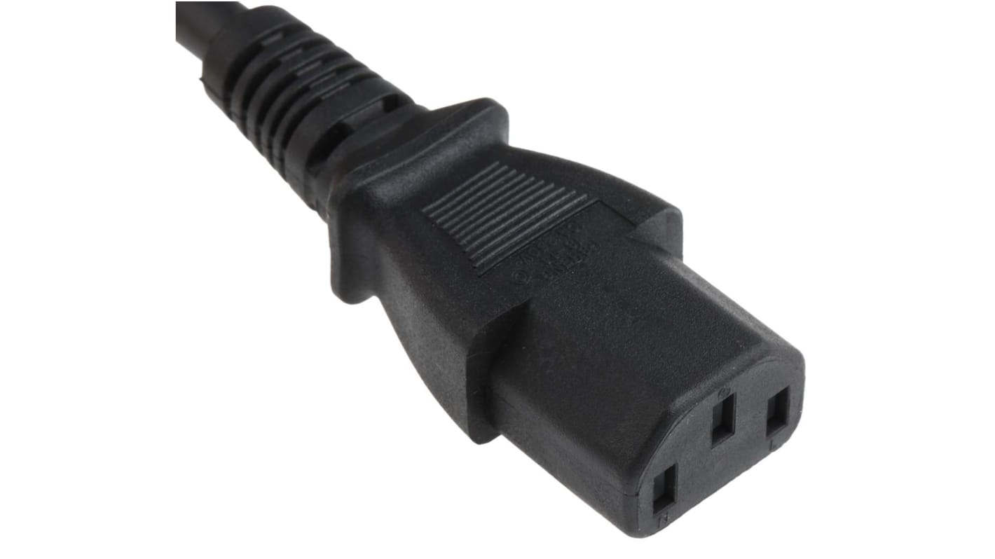 RS PRO Konfektioniertes Stromkabel, A IEC C13 / Buchse gerade, B UK-Stecker Typ G / Stecker abgewinkelt, 10 A, 3m