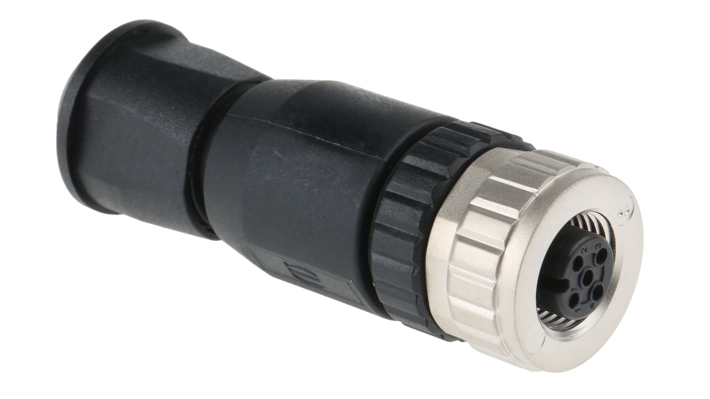 Conector circular HARTING hembra serie M12 de 4 vías hembra, montaje aéreo, IP67