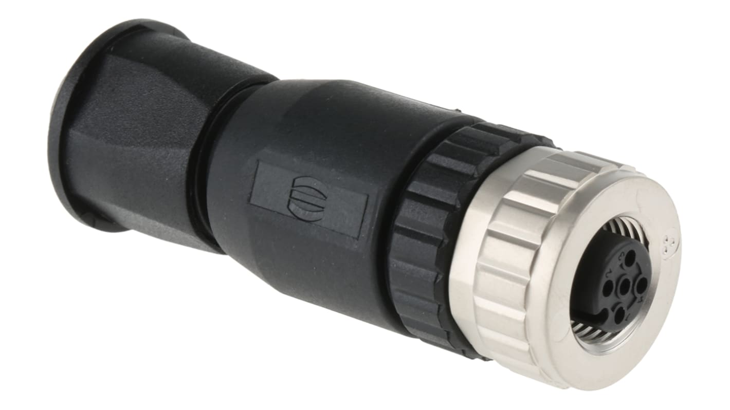 Conector circular HARTING hembra serie M12 de 5 vías hembra, montaje aéreo, IP67