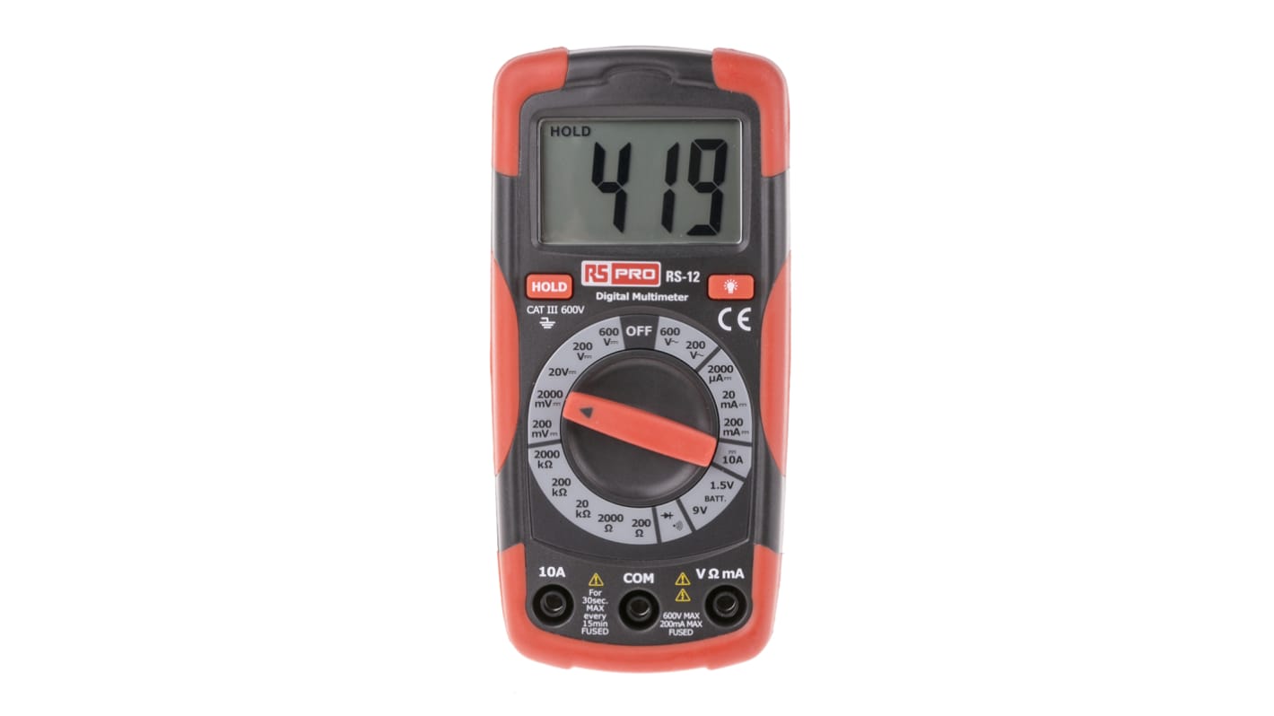 RS PRO RS12 Handheld Digital Multimeter, 10A dc Max, 600V ac Max