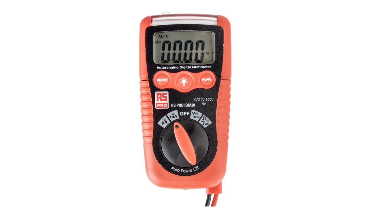 RS PRO IDM20 Handheld Digital Multimeter, 200mA ac Max, 200mA dc Max, 600V ac Max - RS Calibrated