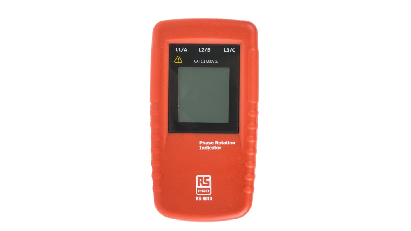 RS PRO RS9010 Phase Rotation Tester, CAT III 600 V, CAT IV 300 V, 400Hz Max, 690V ac Max with RS Calibration