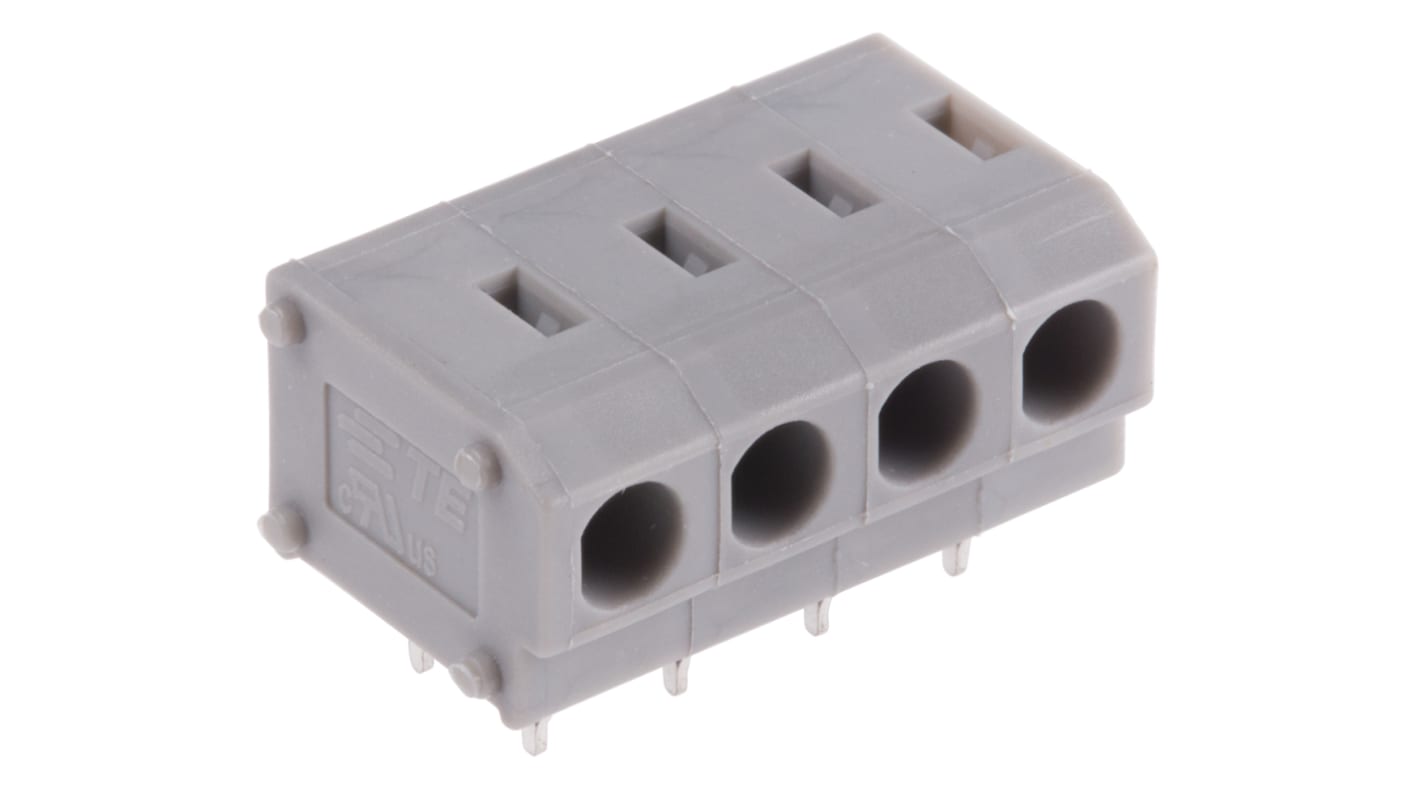TE Connectivity PCB Terminal Strip, 4-Contact, 5mm Pitch, Through Hole Mount, 1-Row, Solder Termination