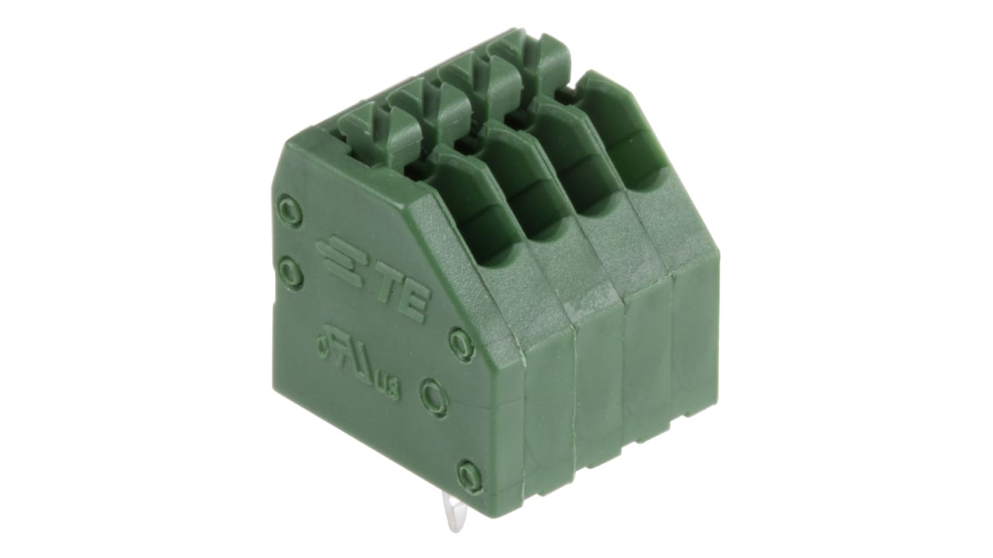 TE Connectivity 基板用端子台, 5A, 300 V ac, 2.5mmピッチ, 1列, 4極