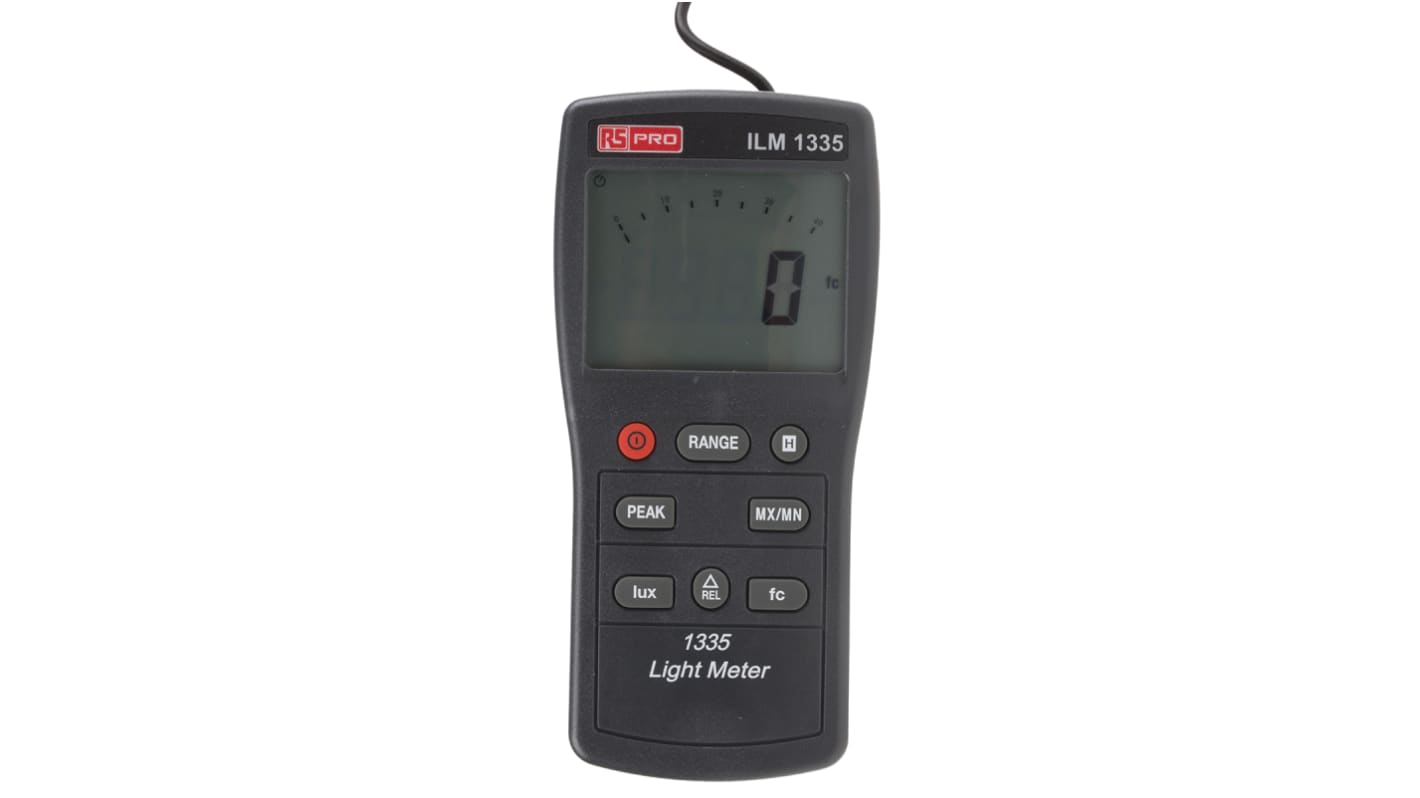RS PRO ILM1335 照度计, 0.01 lx分辨率, ±3% 读数 ±0.5% f.s.精度, 光电二极管传感器