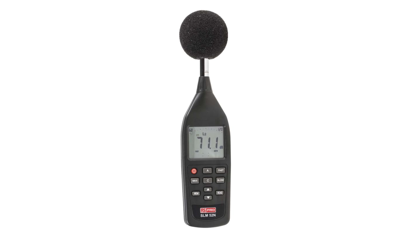 RS PRO SLM52N Sound Level Meter, 30dB to 130dB, 8kHz max