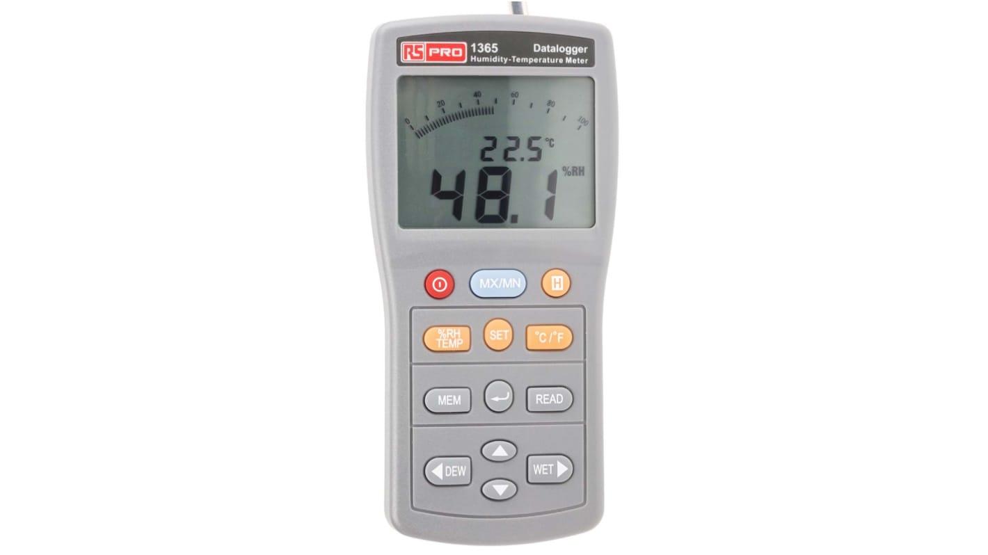 RS PRO 1365 Temperature & Humidity Data Logger, RS232, USB, 2 Input Channel(s) - RS Calibration