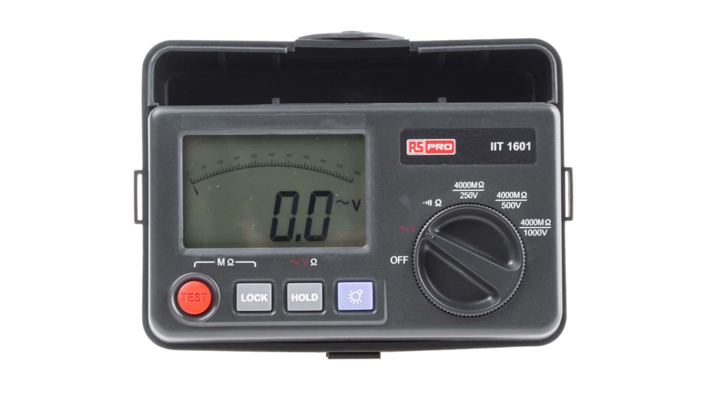 RS PRO IIT1601 Insulation Tester, 250V Min, 1000V Max, 4000MΩ Max - UKAS Calibration