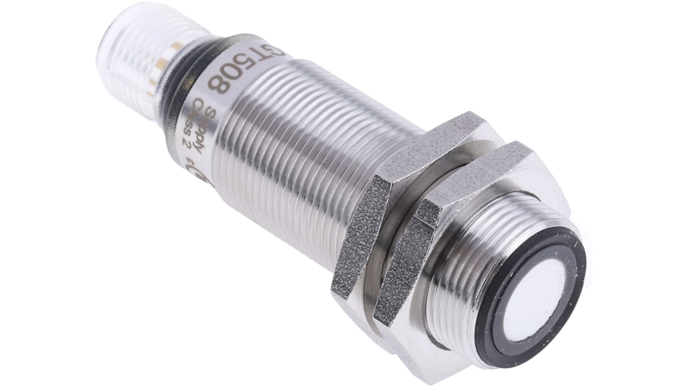 ifm electronic Ultrasonic Barrel Proximity Sensor, M18, 1.2 m Detection 0-10 V, 10 → 30 V dc