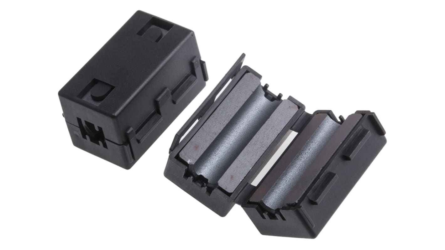 Morsetto in ferrite RS PRO apribile, 145Ω a 25 MHz, Ø int. 6.5mm