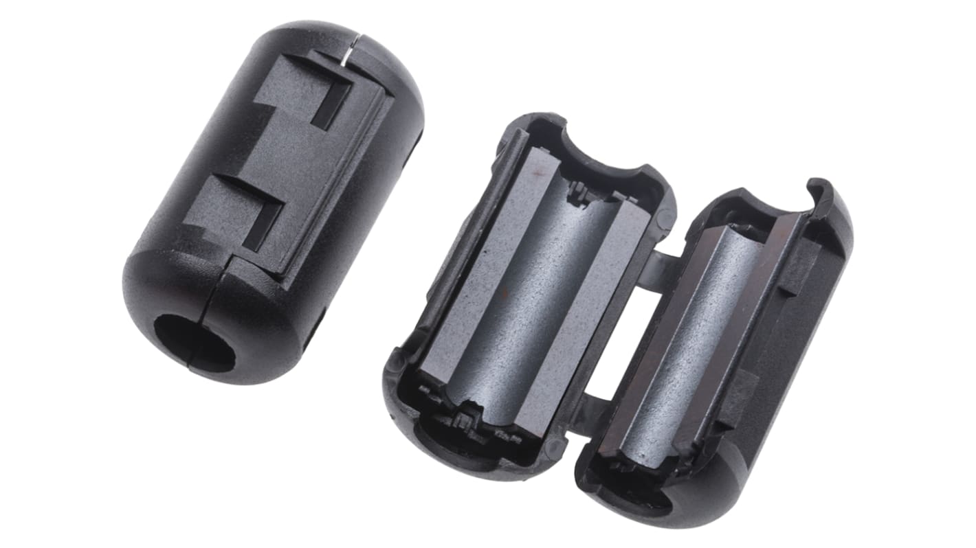 RS PRO Openable Ferrite Clamp, 21 Dia. x 39mm, For Computer Peripherals, Digital TV, Internal & External Power Cables,
