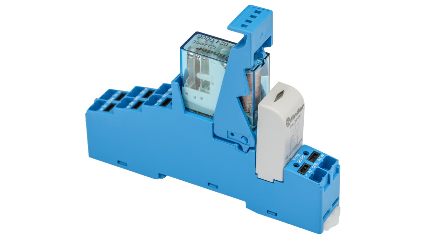 Finder 48 Series Interface Relay, DIN Rail Mount, 24V dc Coil, DPDT-2C/0, 2-Pole, 10A Load