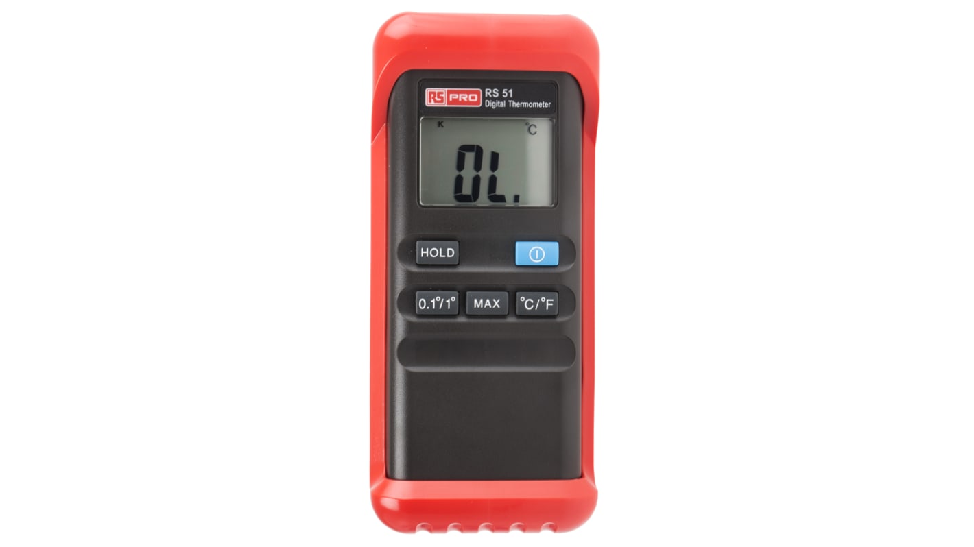 RS PRO RS51 Handheld Digital Thermometer, K Probe, 1 Input(s), +1300 °C, +1999°F Max, ±0.1 K Accuracy