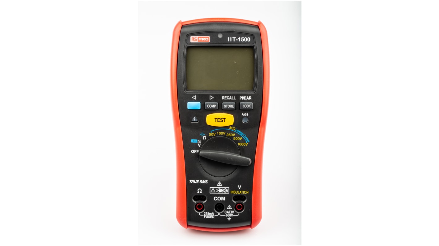 RS PRO IIT1500 Insulation Tester, 50V Min, 1000V Max, 20GΩ Max, CAT IV