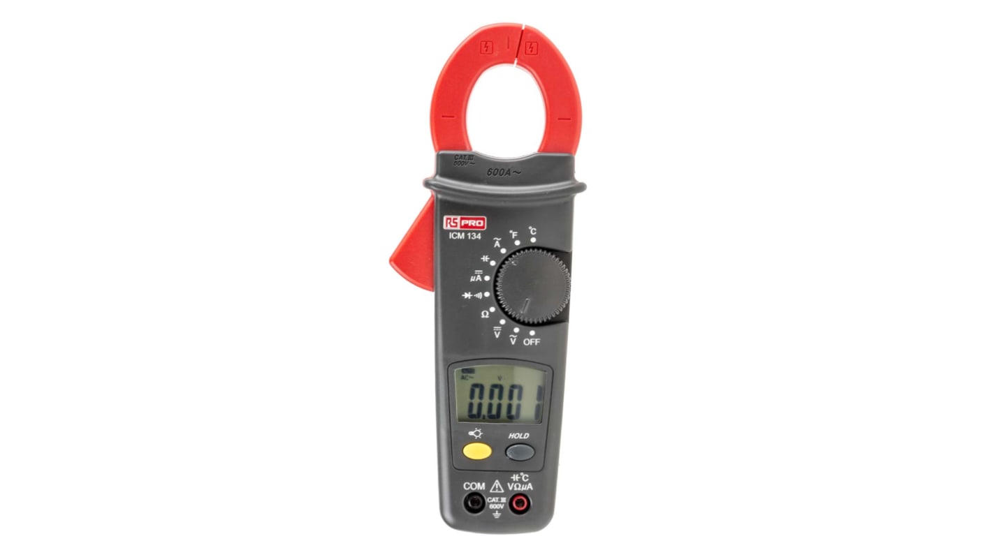 RS PRO ICM134 Clamp Meter, 4mA dc, Max Current 600A ac CAT II 1000 V, CAT III 600 V