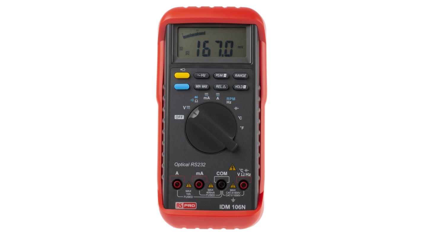 Multimetro Portatile RS PRO IDM106N, 1000V ca, 10A ca, CAT II/III, True RMS