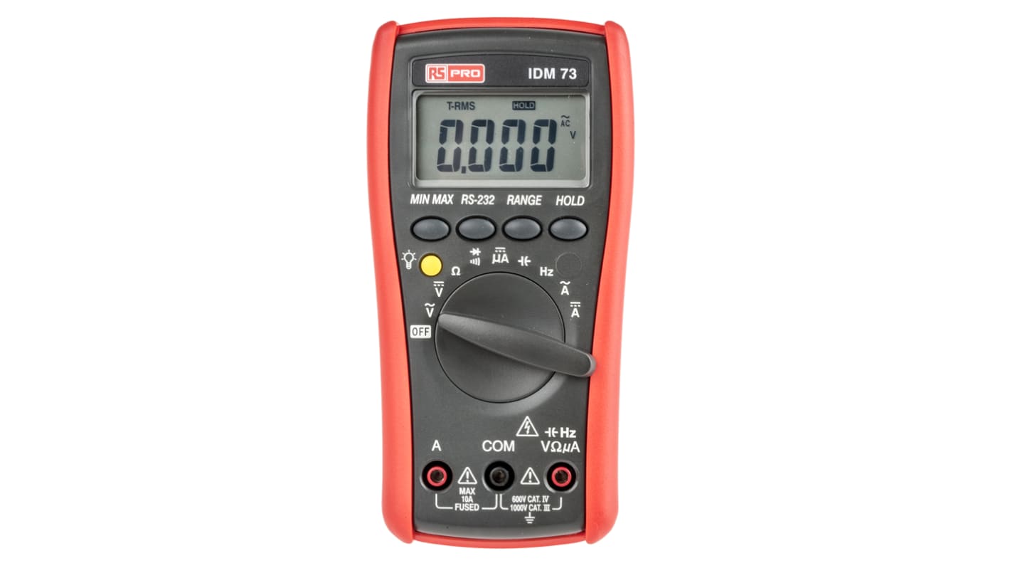 RS PRO IDM73 Hand Digital Multimeter, CAT III, CAT IV 750V ac / 10A ac, 60MΩ