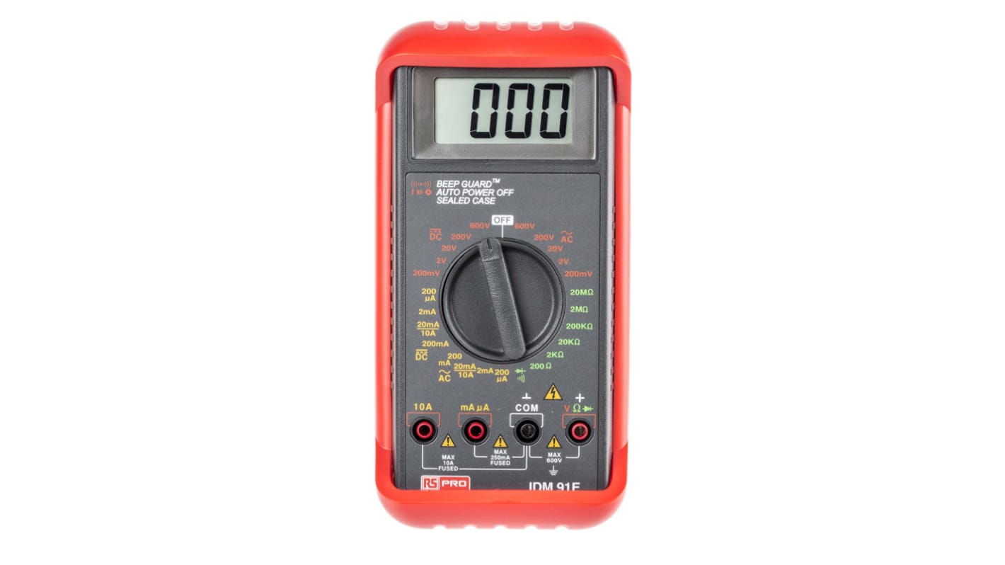 RS PRO IDM91E Handheld Digital Multimeter, 10A ac Max, 10A dc Max, 600V ac Max