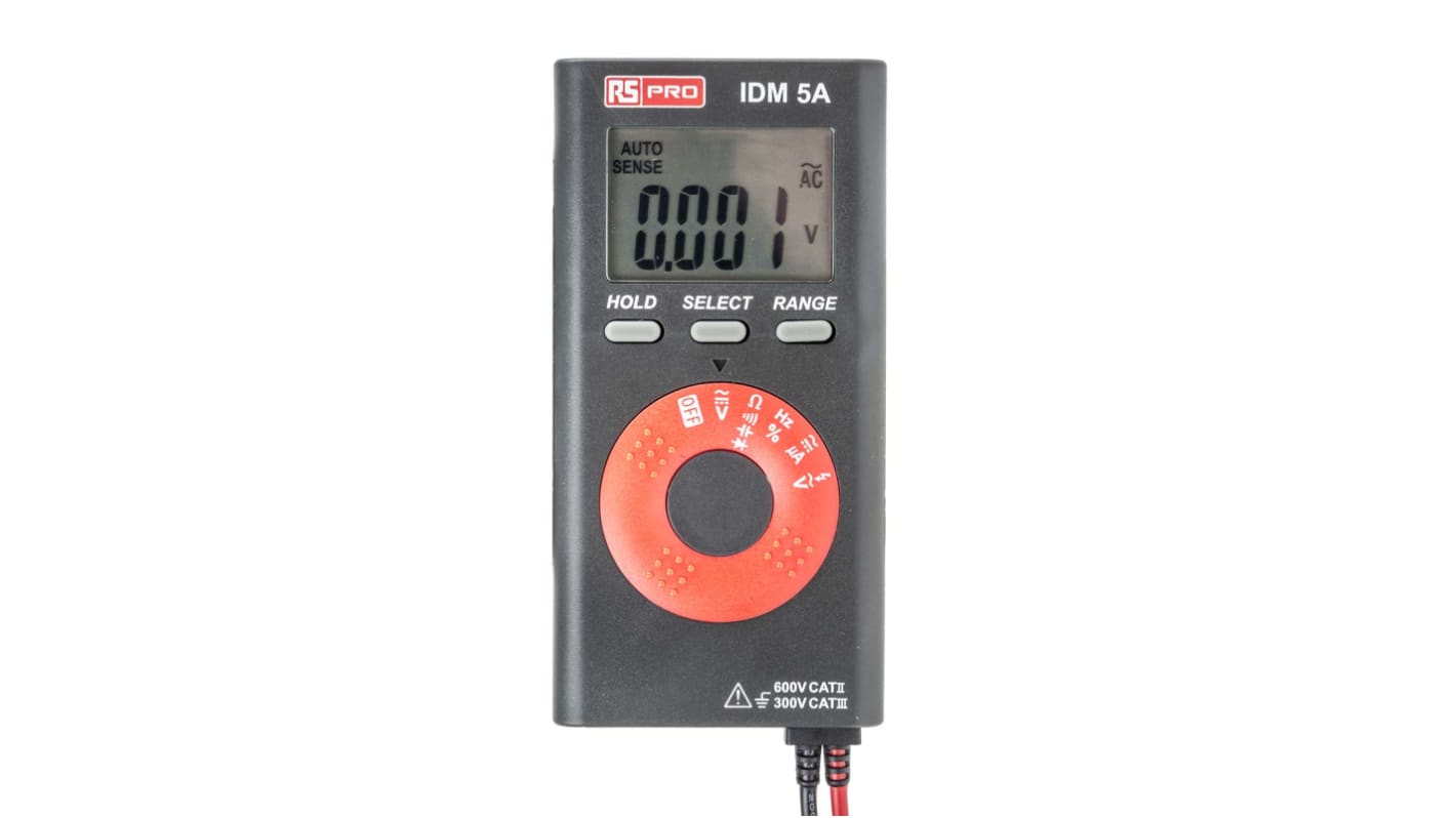 RS PRO IDM5A Handheld Digital Multimeter, 4mA ac Max, 4mA dc Max, 600V ac Max