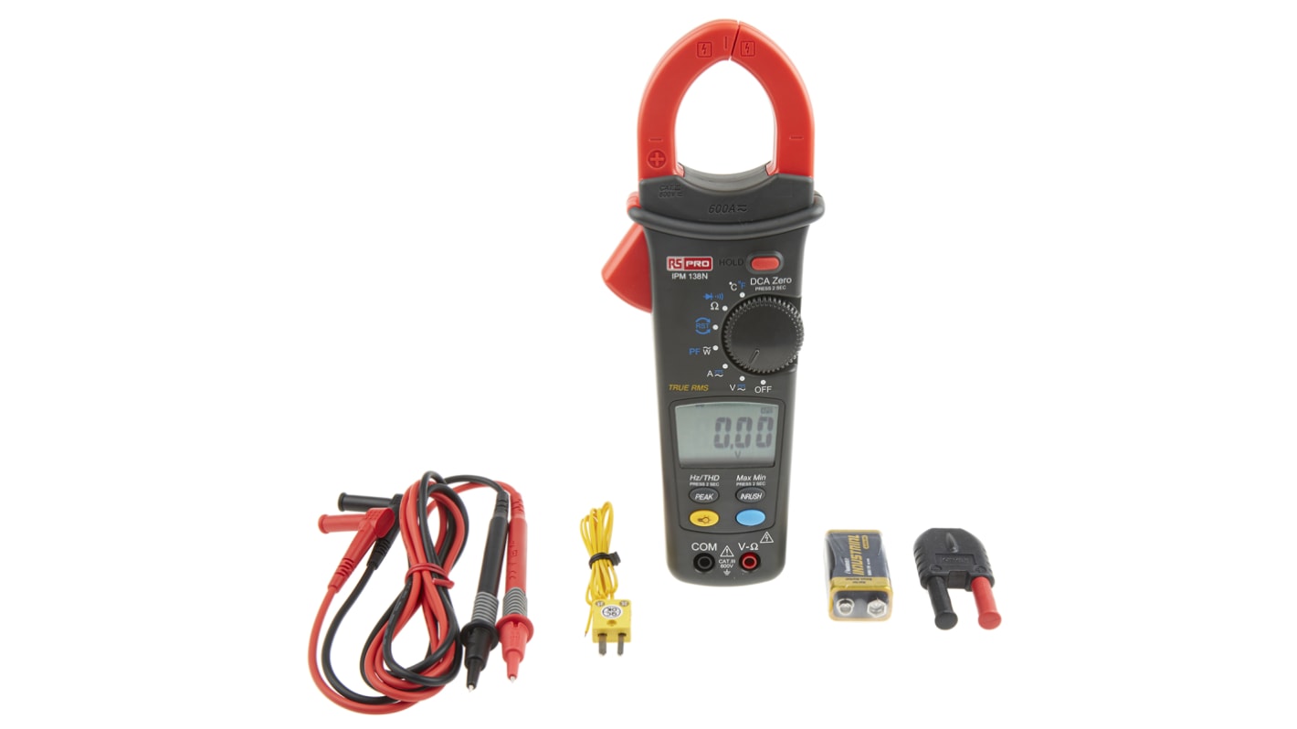 RS PRO IPM138N Clamp Meter, 600A dc, Max Current 600A ac CAT II 1000 V, CAT III 600 V