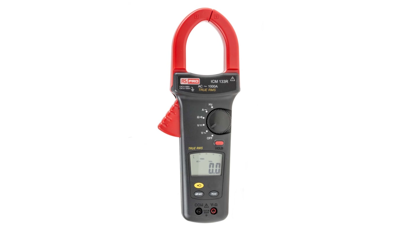 RS PRO ICM133R Clamp Meter, Max Current 1000A ac CAT III 1000 V, CAT IV 600 V With UKAS Calibration