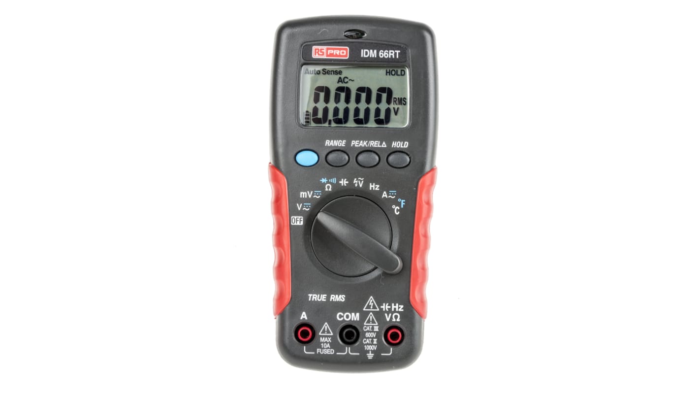 RS PRO IDM66RT Handheld Digital Multimeter, True RMS, 10A ac Max, 10A dc Max, 1000V ac Max - UKAS Calibrated