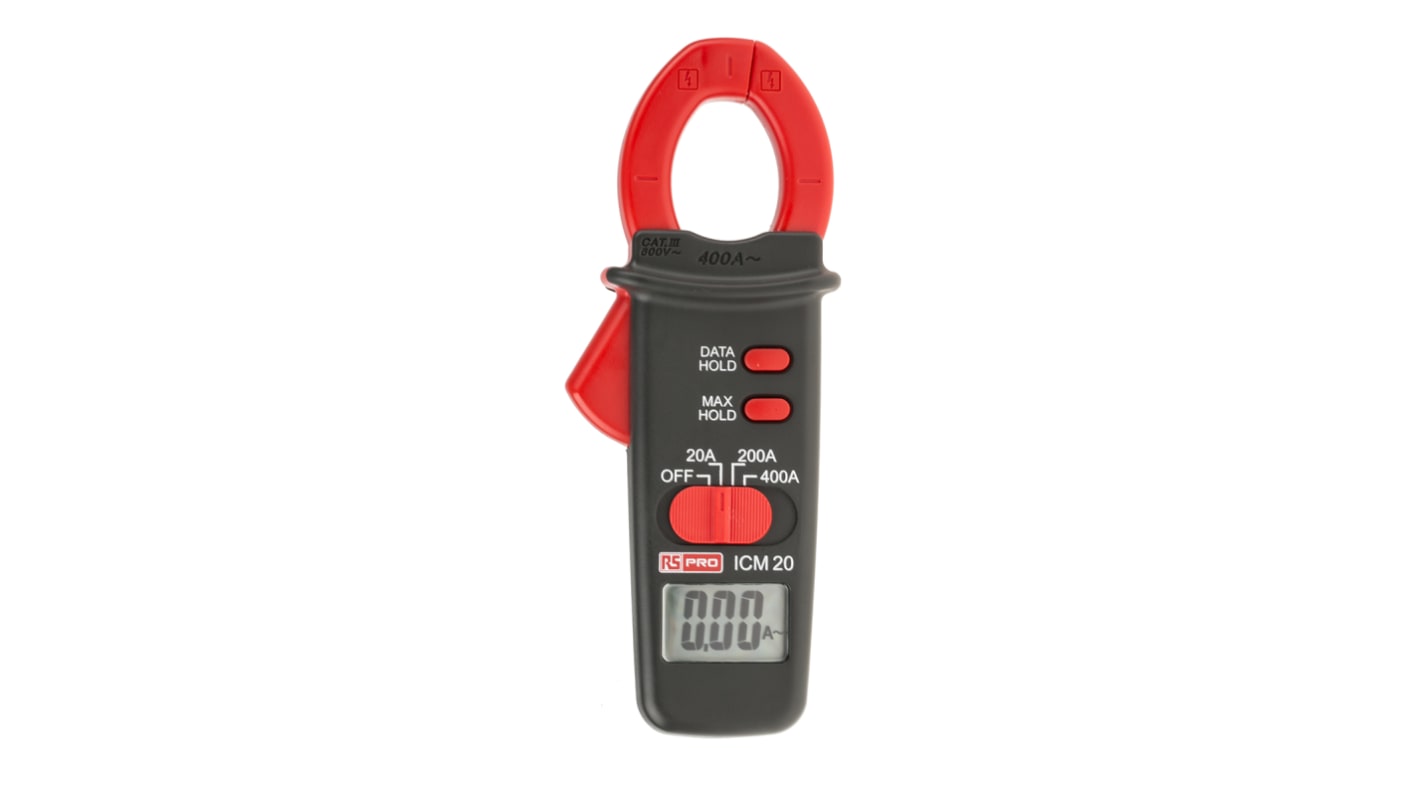 RS PRO ICM20 Clamp Meter, Max Current 400A ac CAT III 600 V With UKAS Calibration