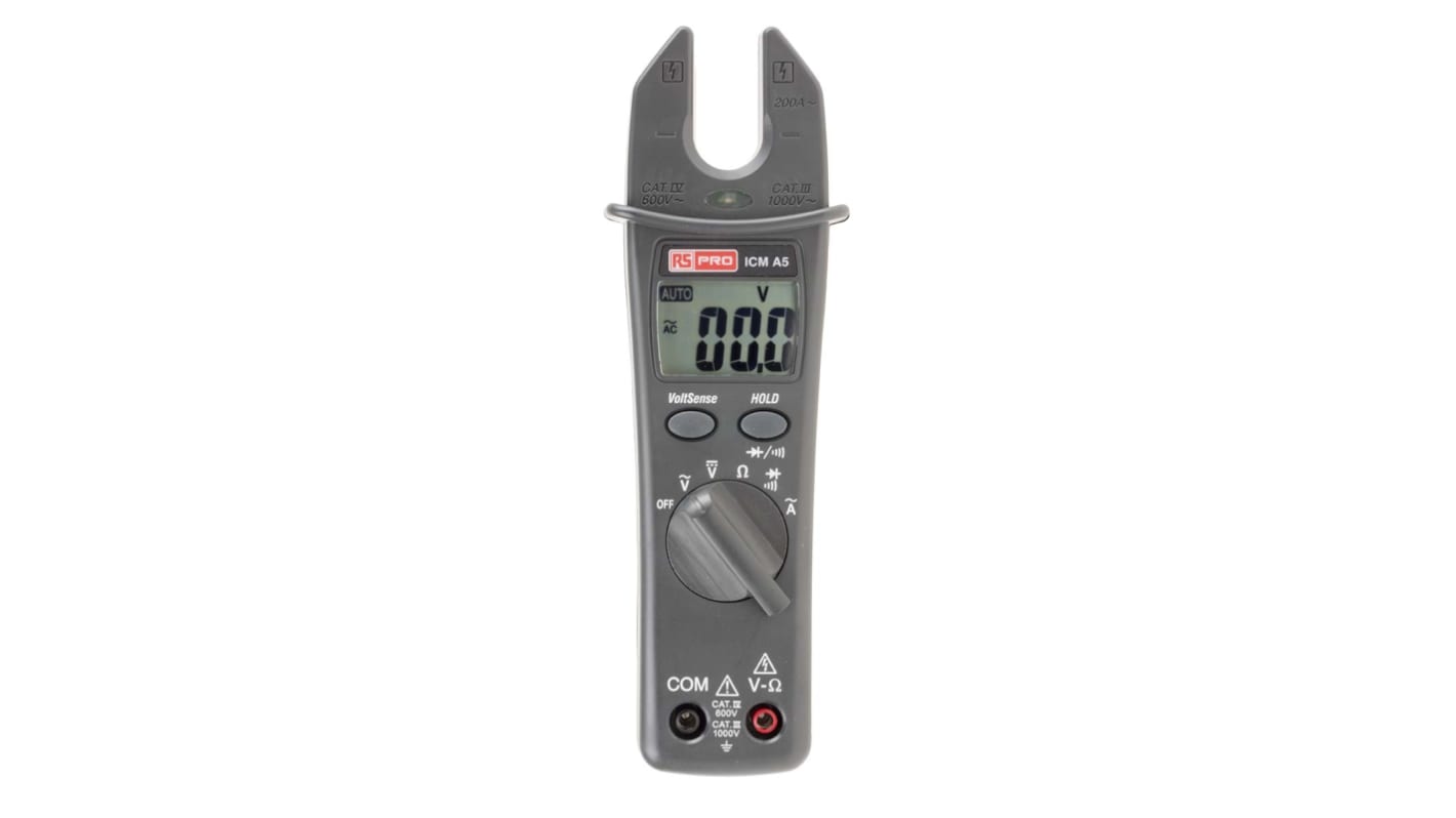 RS PRO ICMA5 Clamp Meter, Max Current 200A ac CAT III 1000V With UKAS Calibration