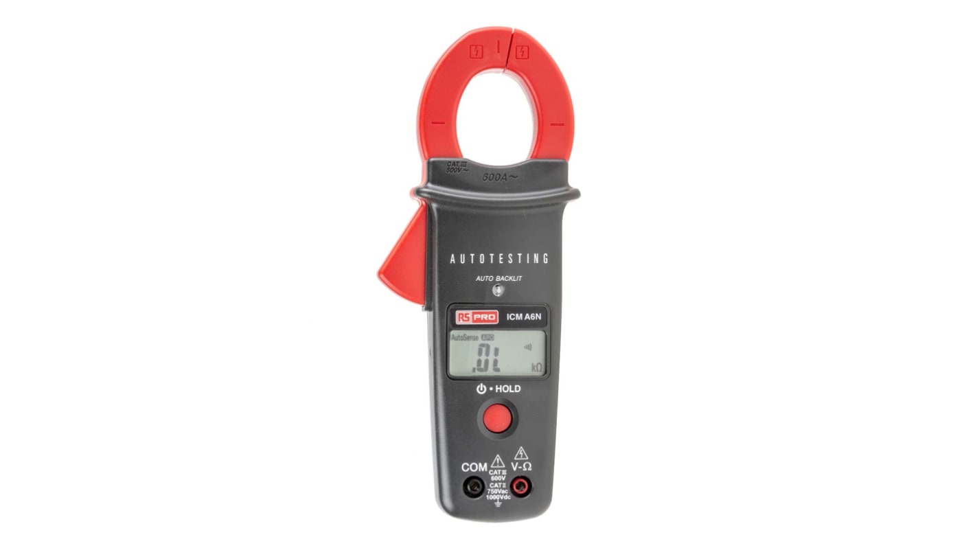 RS PRO ICMA6 Clamp Meter, Max Current 600A ac CAT II 1000 V, CAT III 600 V With RS Calibration
