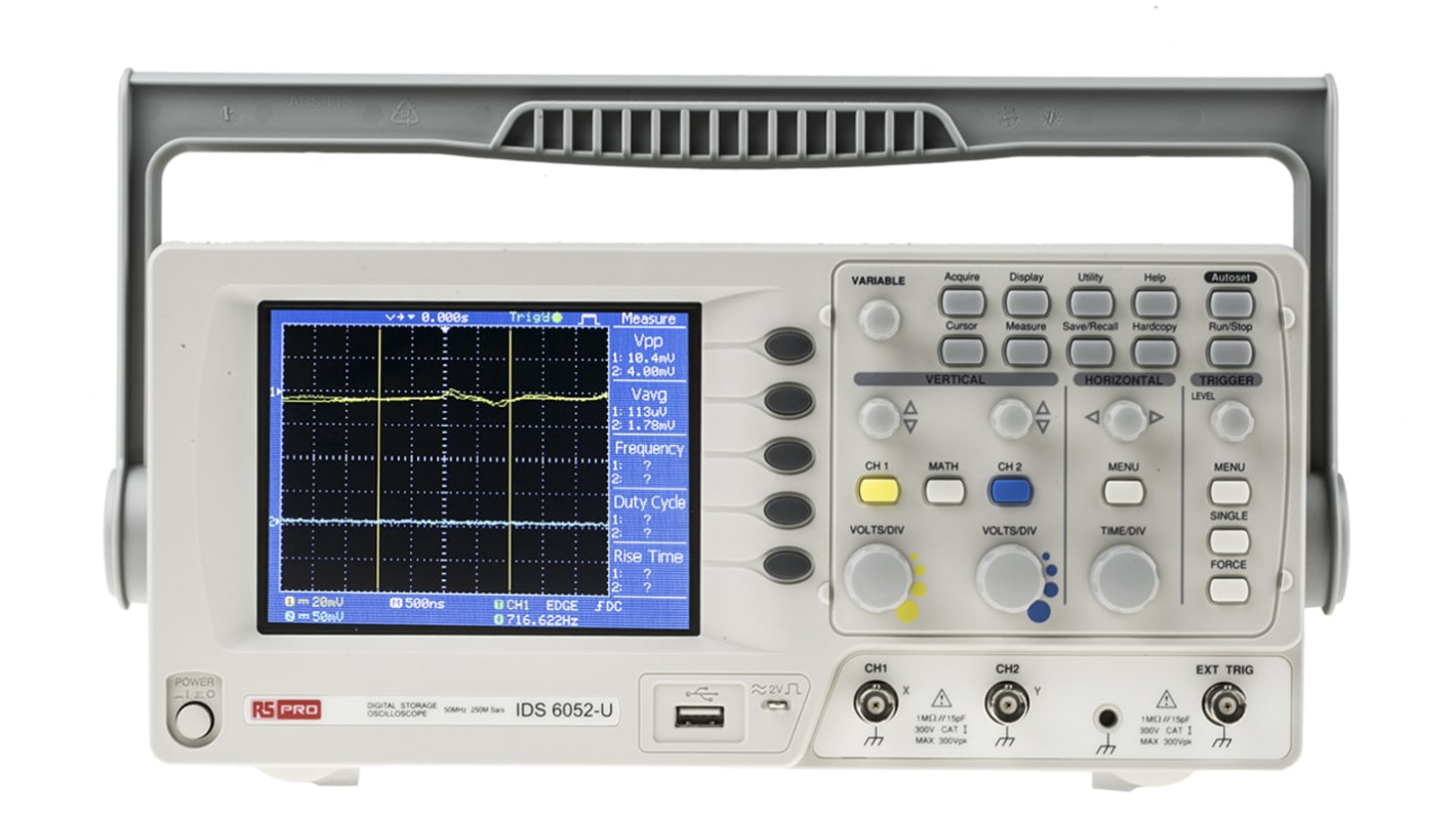 RS PRO IDS6052U, 50MHz Portable Oscilloscope, 2 Analogue Channels