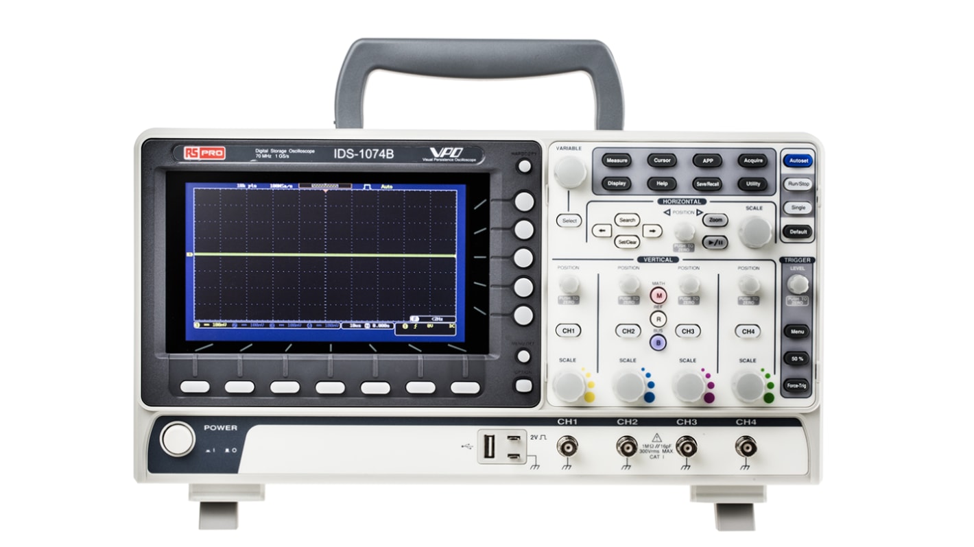 RS PRO IDS1074B Digital Bench Oscilloscope, 4 Analogue Channels, 70MHz