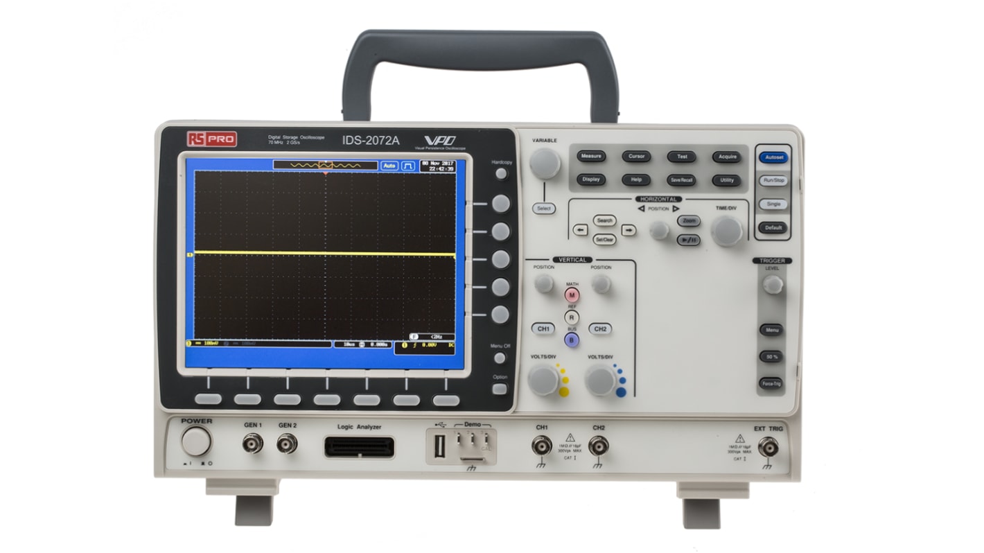 RS PRO IDS2072A Digital Bench Oscilloscope, 2 Analogue Channels, 70MHz