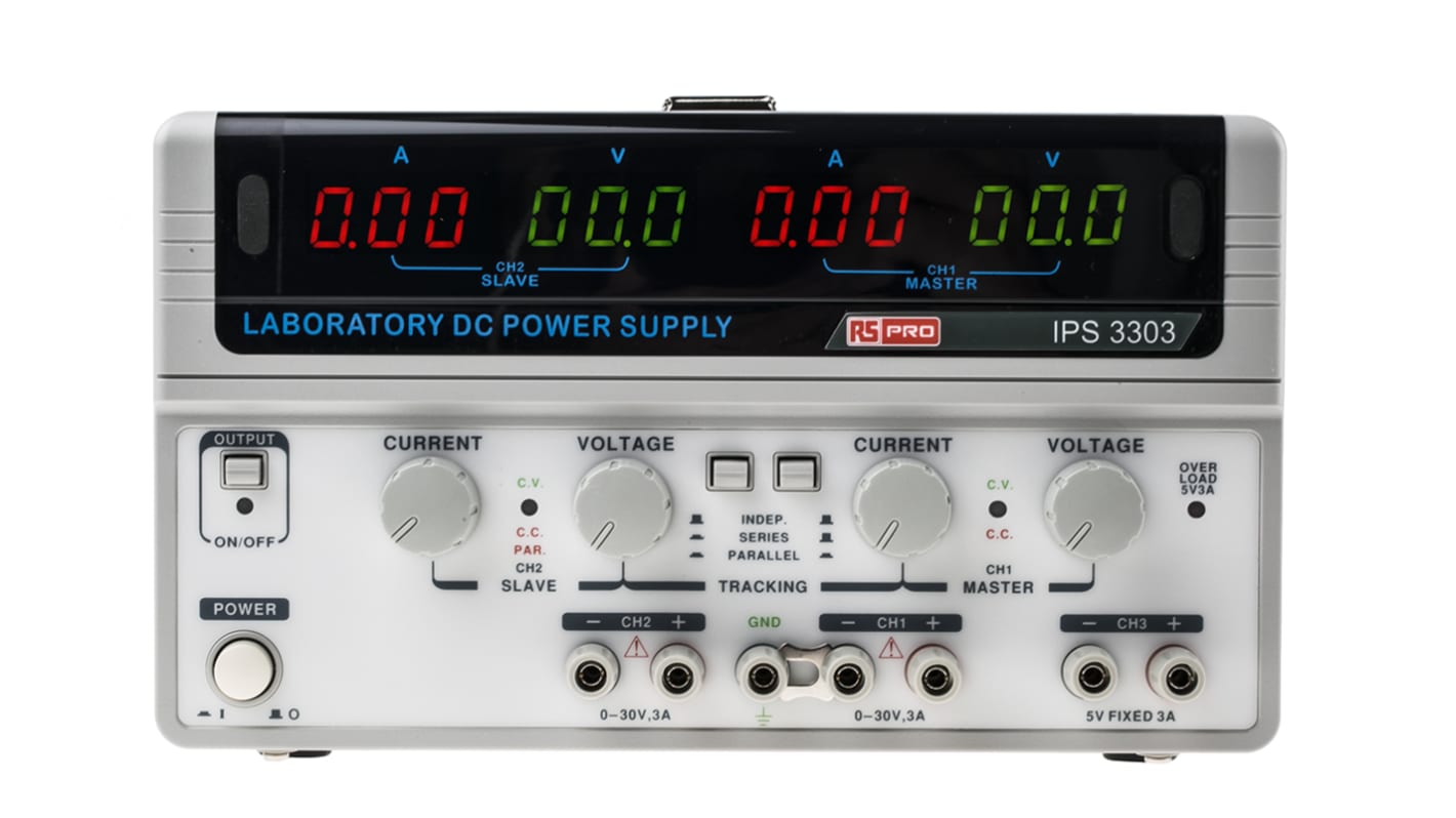 RS PRO Digital Bench Power Supply, 0 → 5V, 3A, 3-Output, 195W - RS Calibrated