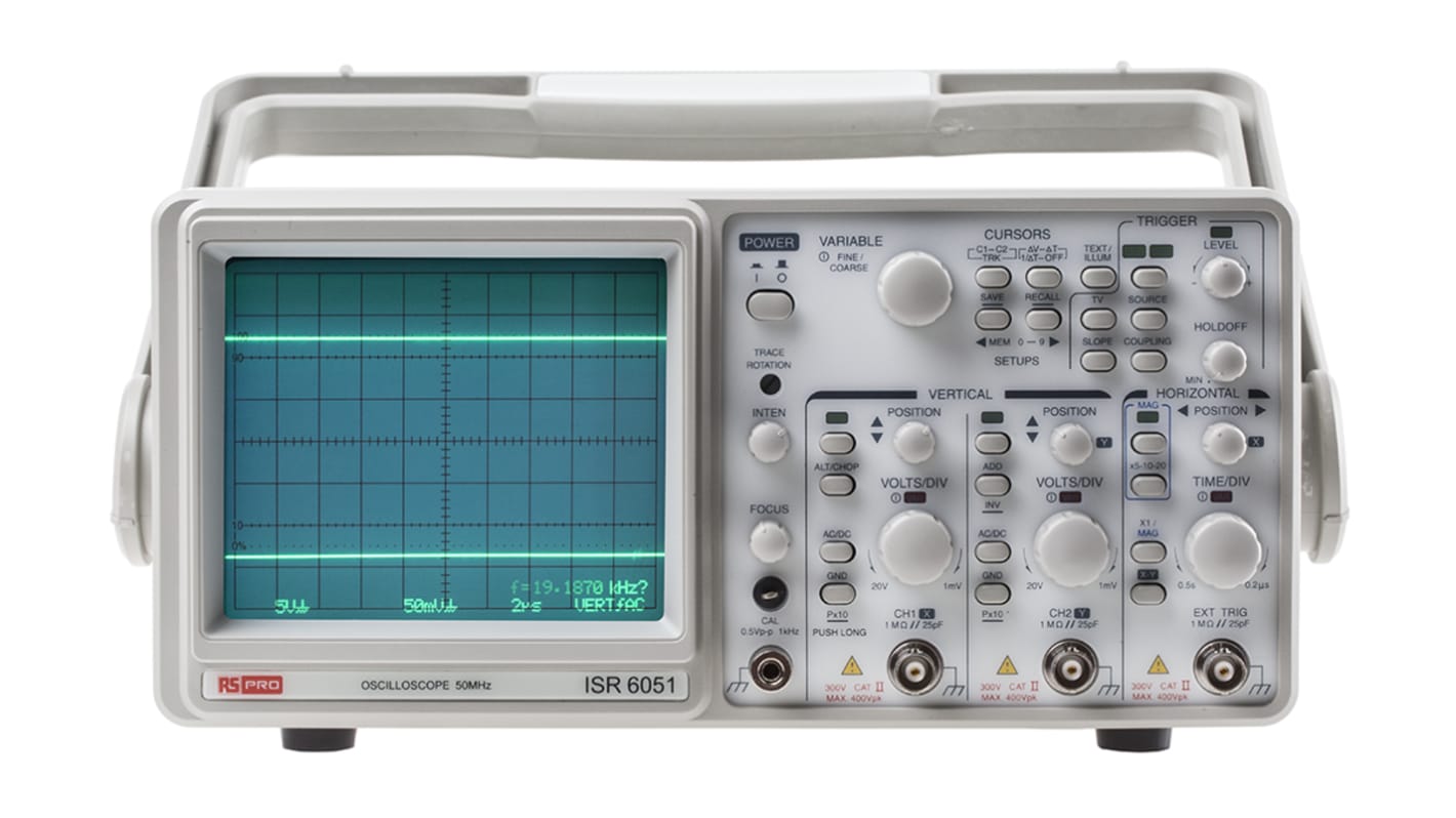 RS PRO ISR6051 Oscilloscope, 2 Analogue Channels, 50MHz - UKAS Calibrated