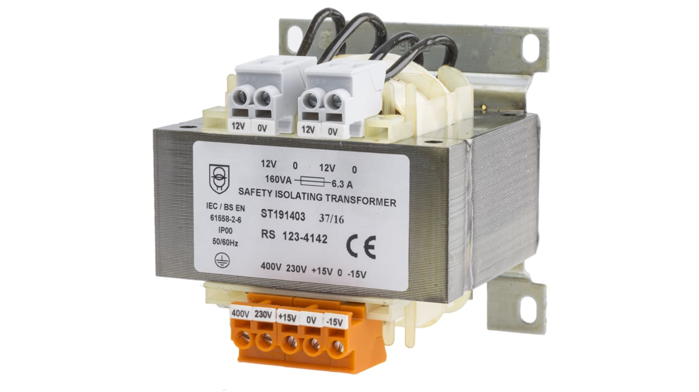 RS PRO 导轨式变压器, 次级12V 交流, 160VA, DIN导轨安装