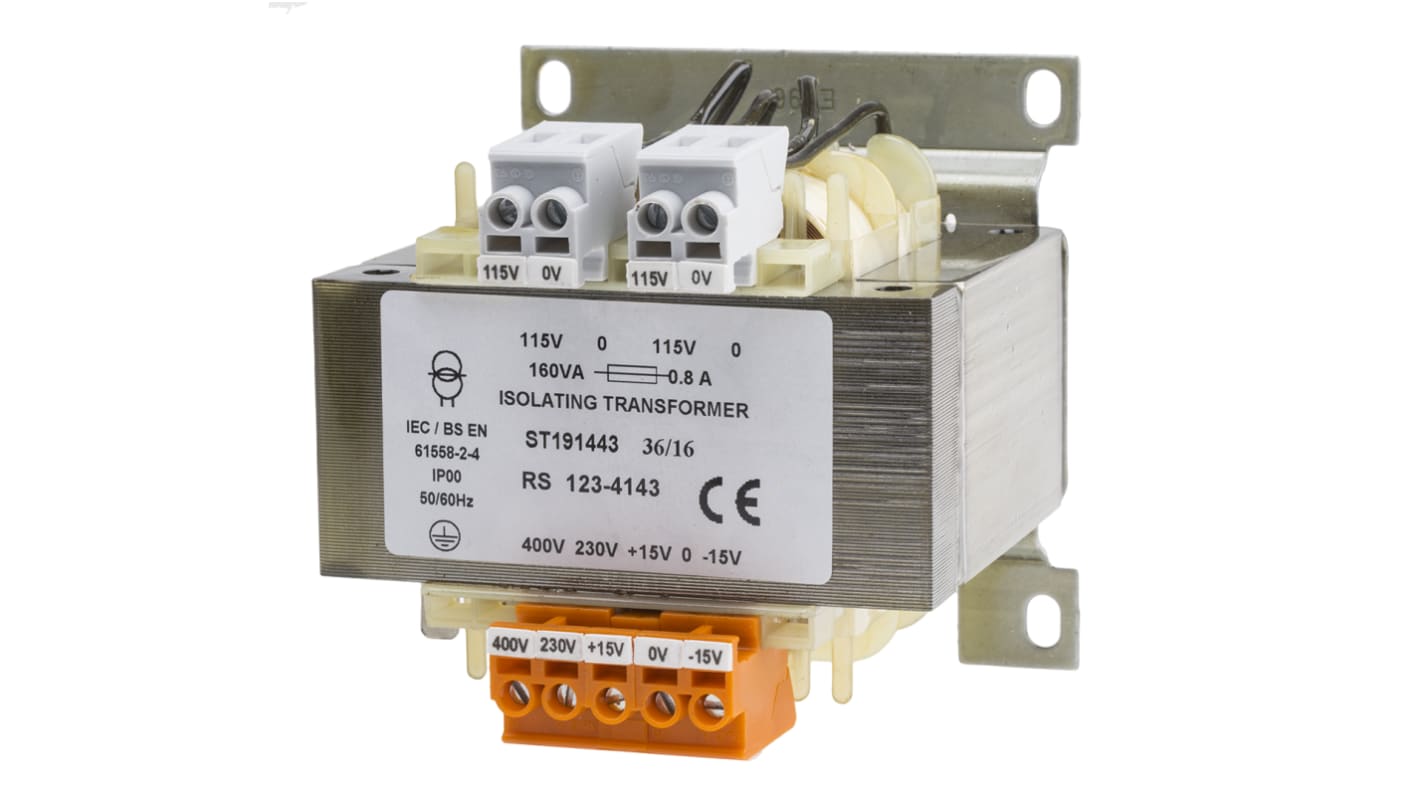 RS PRO 导轨式变压器, 160VA, DIN导轨安装