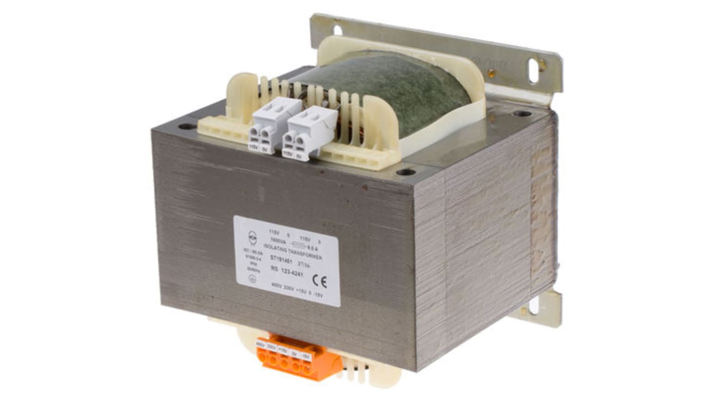 RS PRO シャーシ取り付け電源トランス,1次：230 → 400V ac,2次：2 x 115V ac 91%,電力：1600VA 0.31/0.83Ω