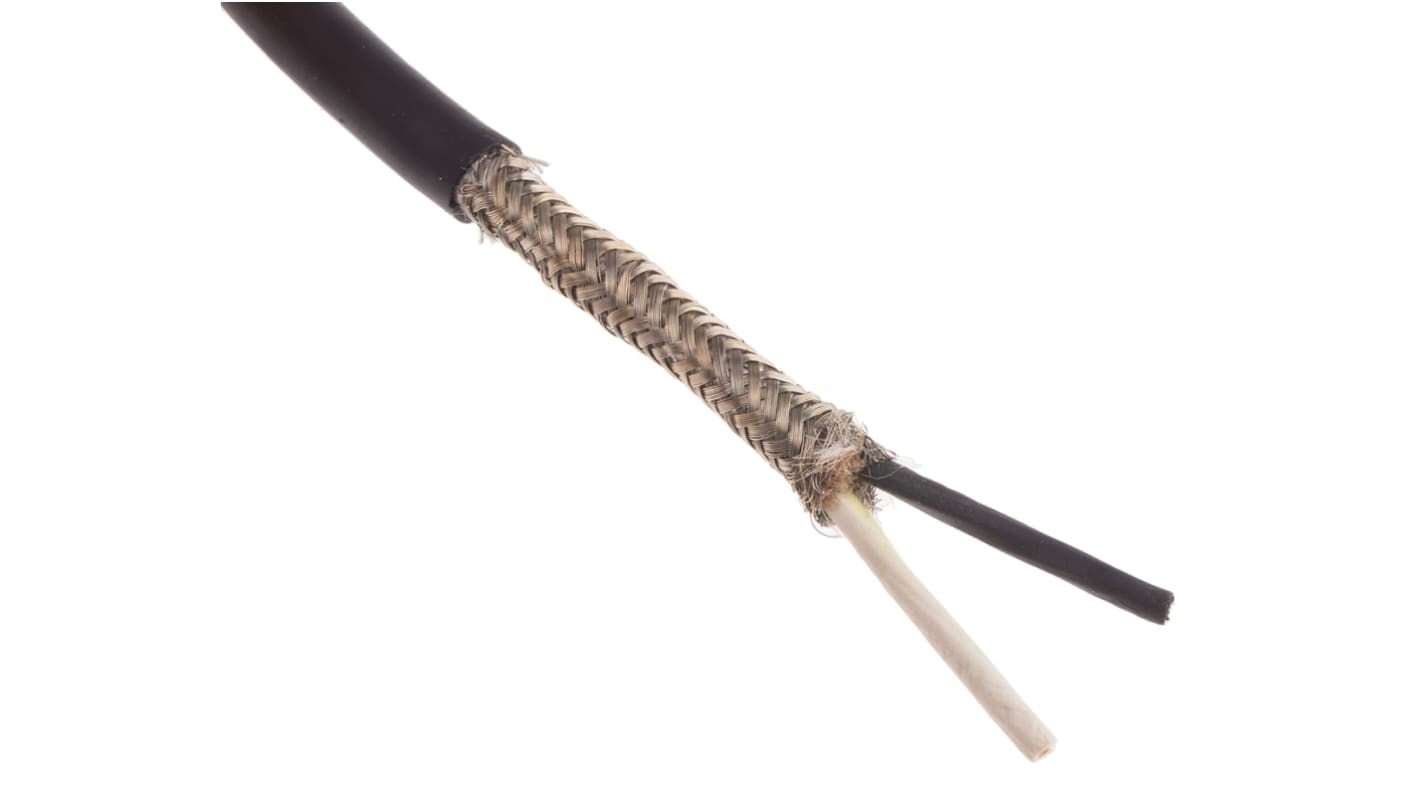 Belden, 9859 series Tinned Copper Braid Black Twinaxial Cable, 5.97mm OD 305m, 78 Ω impedance