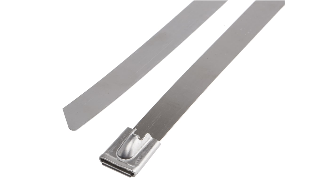 RS PRO Cable Tie, Roller Ball, 840mm x 12 mm, Steel Stainless Steel