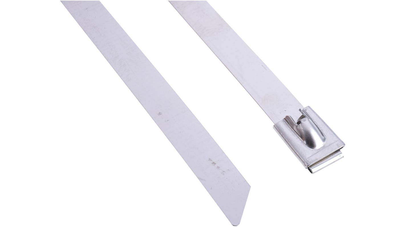 RS PRO Cable Tie, Roller Ball, 520mm x 12 mm, Silver Stainless Steel