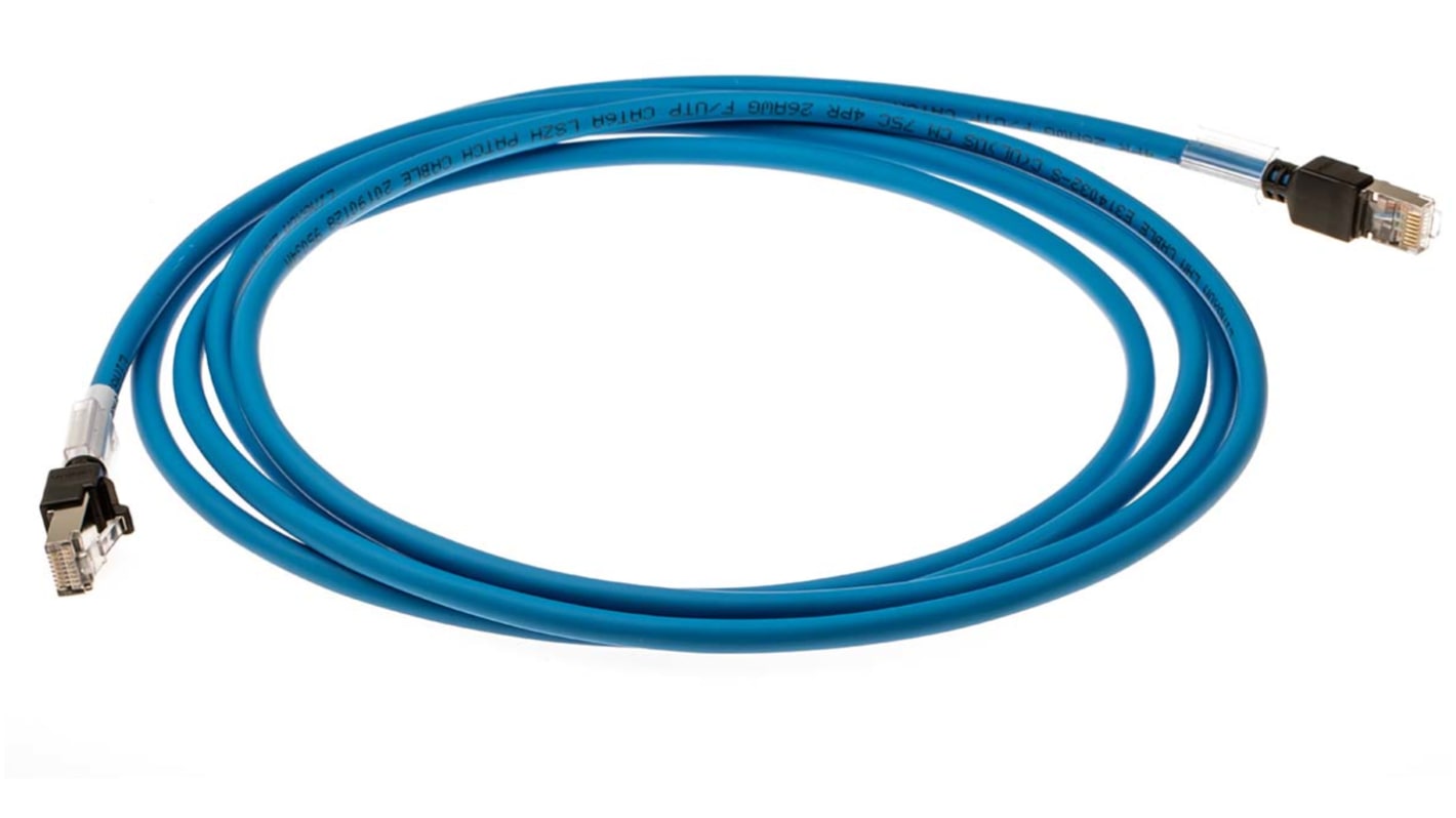 OmronXS6, 3m Cat6a, Blue RJ45 to Male RJ45 Male, FTP, STPShielded, Terminated LSZH Sheath