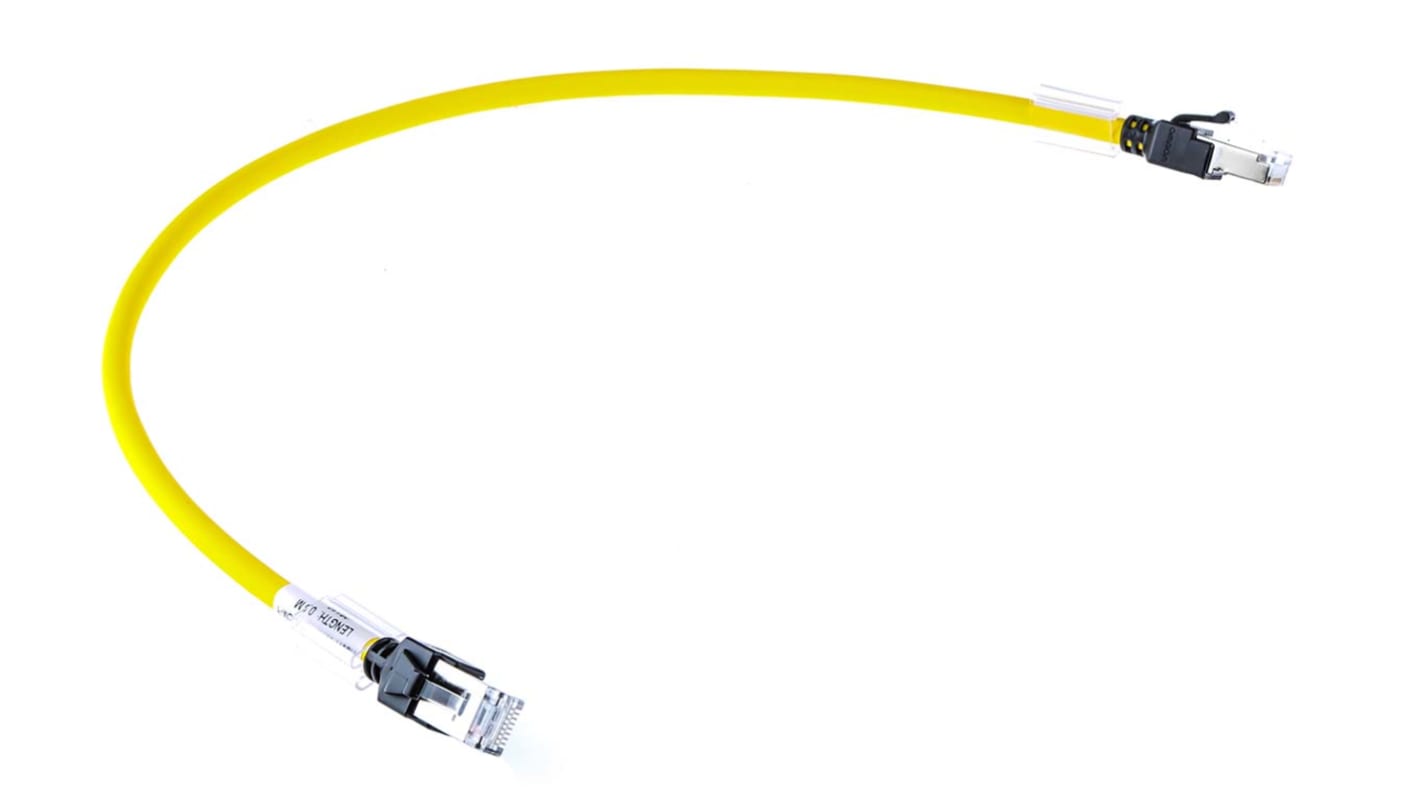 OmronXS6, 0.5m Cat6a, Yellow RJ45 to Male RJ45 Male, FTP, STP Shielded, Terminated LSZH Sheath