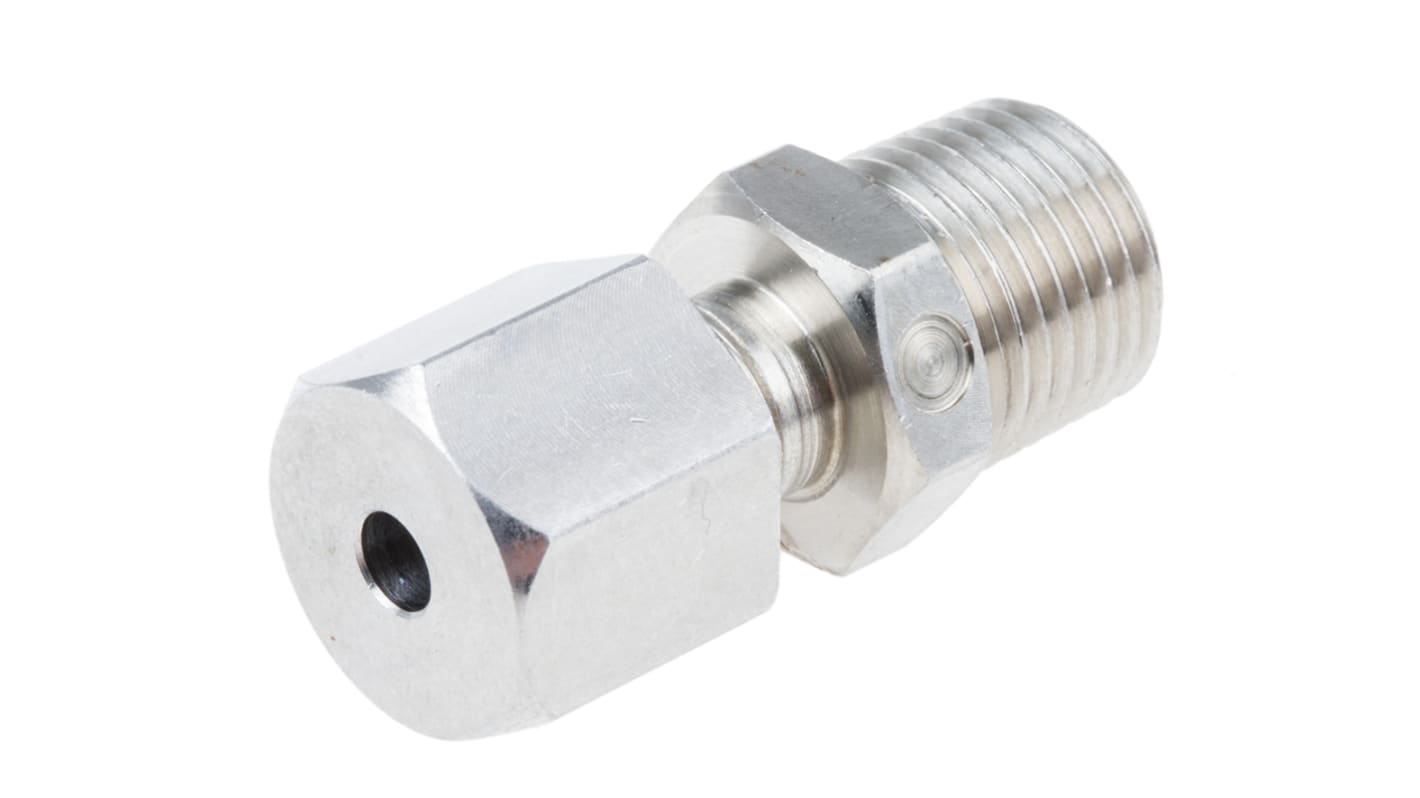 RS PRO, 1/8 NPT Compression Fitting for Use with Thermocouple or PRT Probe, 3mm Probe, RoHS Compliant Standard