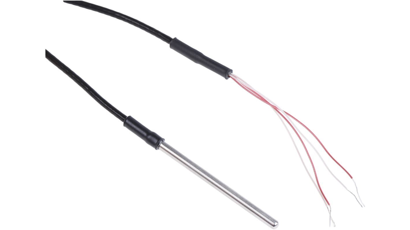 Sensor RTD PT100 RS PRO de 4 hilos, sonda: Ø 3mm, long. 50mm, cable de 2m, temp. -50°C → +250°C