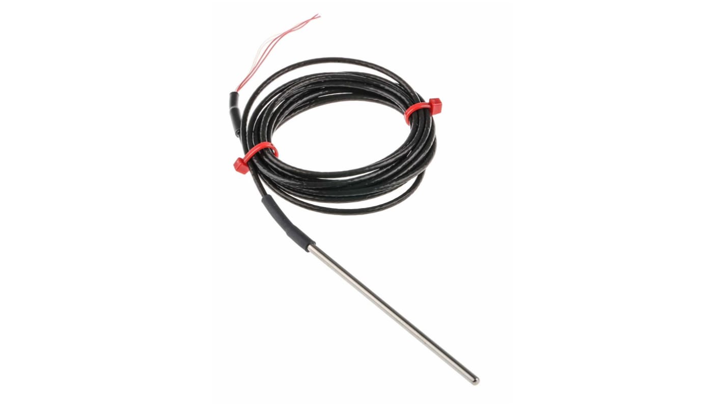 RS PRO PT100 RTD Sensor, 3mm Dia, 100mm Long, 4 Wire, Probe, Class B +250°C Max