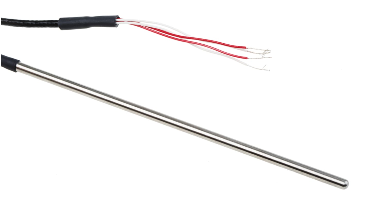 RS PRO PT100 RTD Sensor, 4mm Dia, 150mm Long, 4 Wire, Probe, Class B +250°C Max